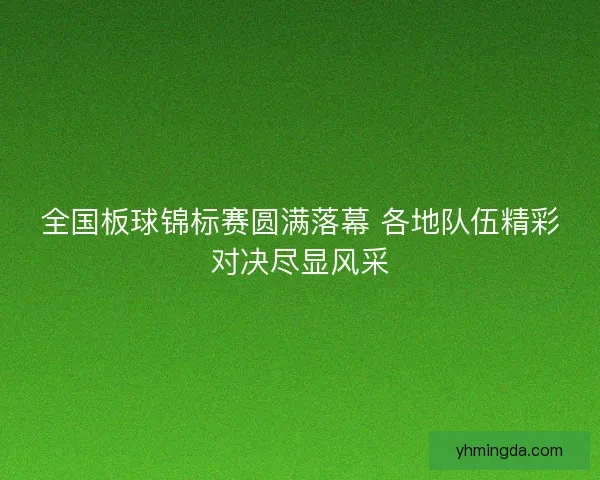 全国板球锦标赛圆满落幕 各地队伍精彩对决尽显风采