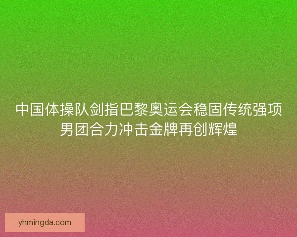 中国体操队剑指巴黎奥运会稳固传统强项男团合力冲击金牌再创辉煌